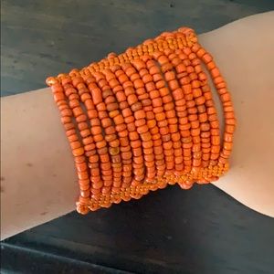 Two way stretchy orange beaded bracelet